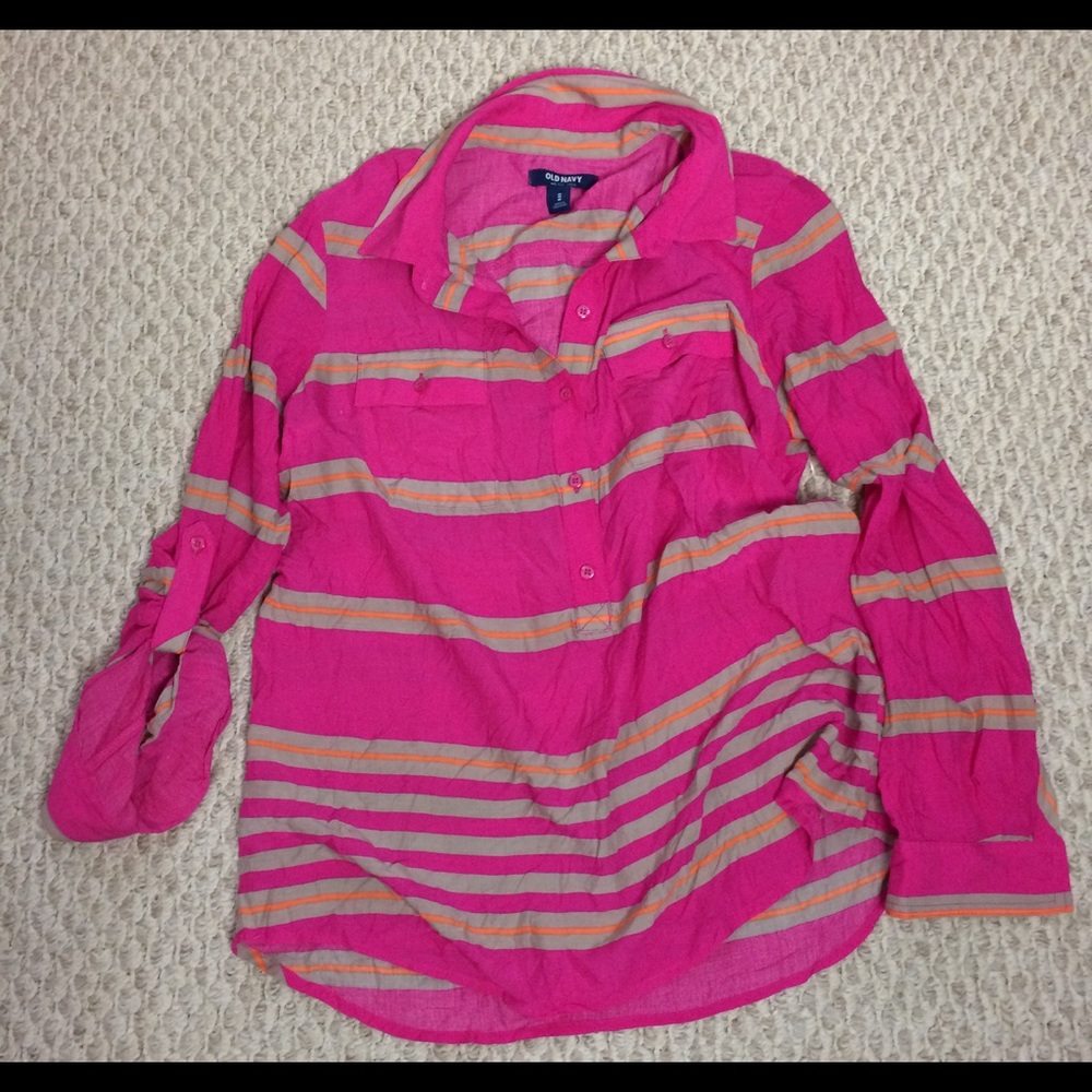 Old Navy stripe rayon shirt Sz M